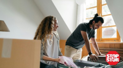 couple packing boxes in attic